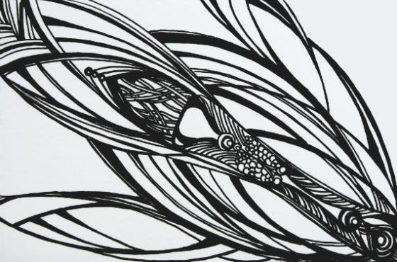 `3 x 5" ink on paper Day 222: Fly By Night Operation