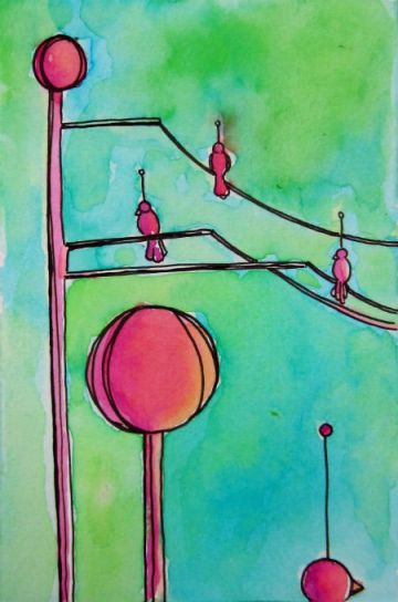 3 x 5" watercolor and ink on paper