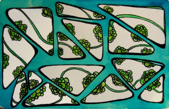 5 x 3" watercolor and ink on paper