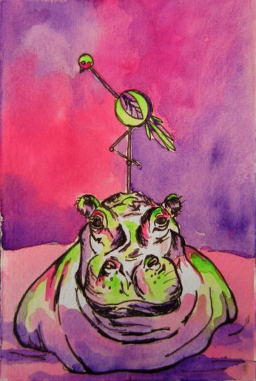 3 x 5" watercolor and ink on paper