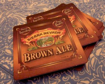 Paper/Cardboard-like coasters from Sierra Nevada were used to paint on