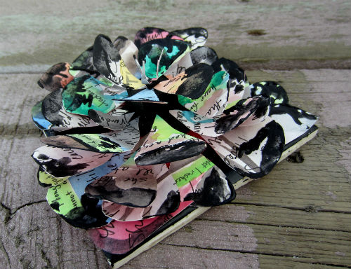 watercolor paper, acrylic and ink on tile