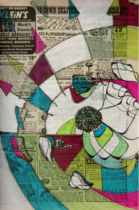 1955 Field and Stream Magazine, ink and paint