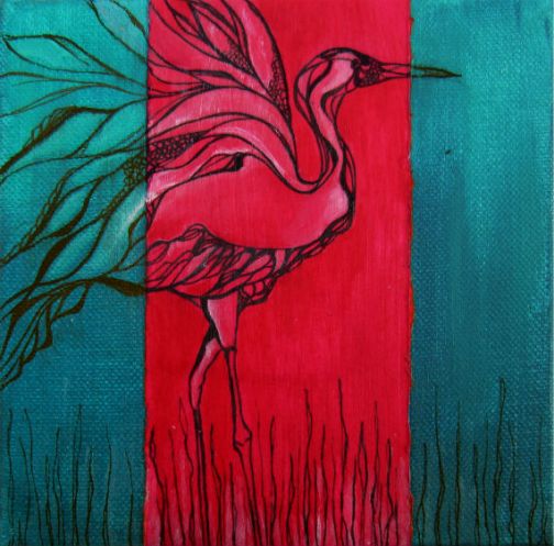 6 x 6" acrylic, ink and paper on canvas