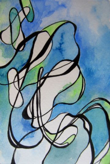 3 x 5" ink and watercolor on paper