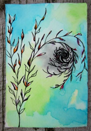 3 x 5" watercolor and ink on paper