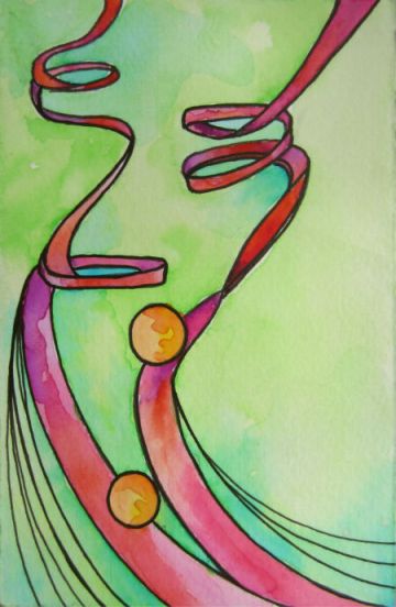 3 x 5" watercolor and ink on paper