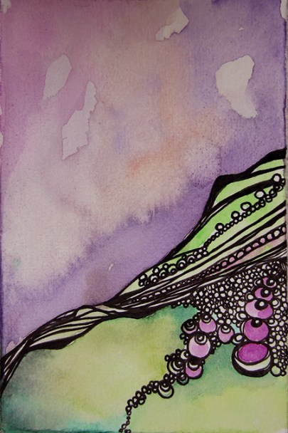 Day 294, ~ 3 x 5" watercolor and ink on paper