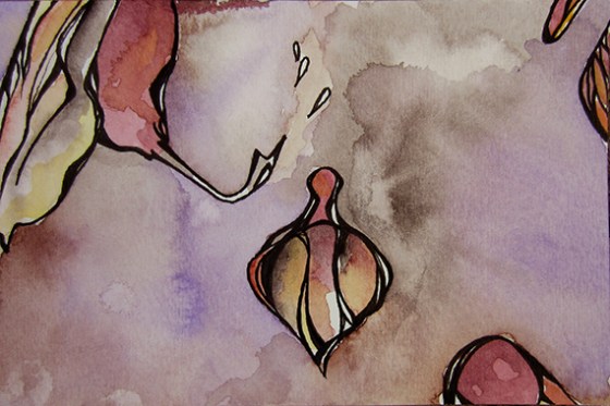 Day 295, 4 x 6" ink and watercolor on paper