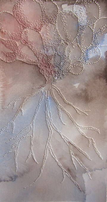 Day 298, 3.75 x 7" watercolor on pierced paper