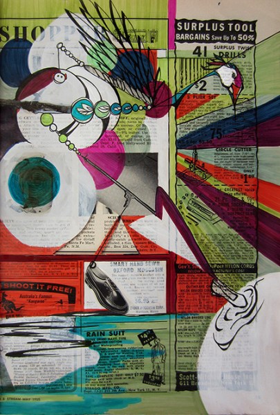 Day 299: Ink and Acrylic on May, 1955 Field and Stream magazine