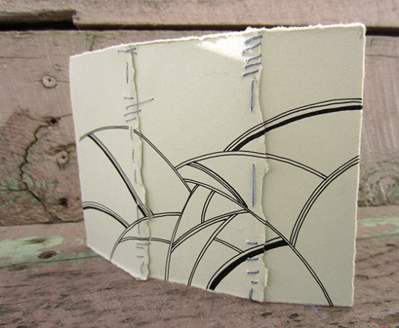 Day 306, 4 x 6" Ink on stitched paper