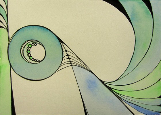 Day 312, 5 x 7" ink and watercolor on paper