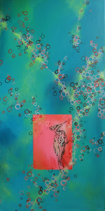 Day 331, 18 x 36" acrylic, ink and paper on canvas