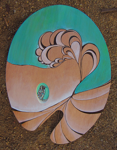 Day 332, ~15.5 x 11.5" acrylic and ink on wooden palette