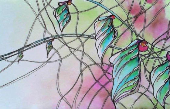 Day 335, 4 x 6 ink and watercolor on paper