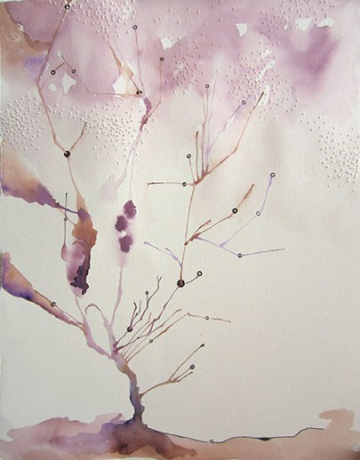 Day 341, 8 x 10" watercolor, ink and pierced paper