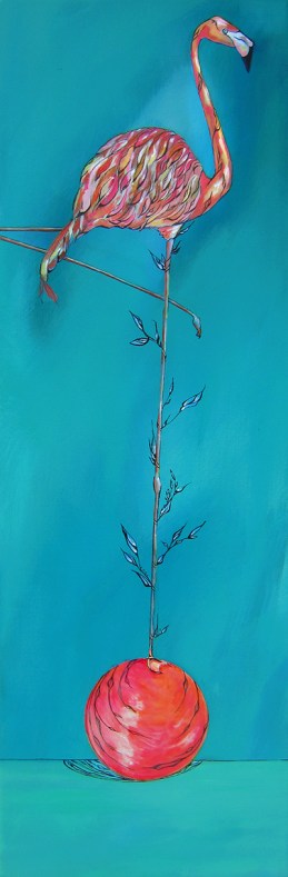 Day 346, 10 x 30" acrylic, ink and paper on canvas