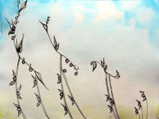 Day 352, 4 x 6" ink and watercolor on paper