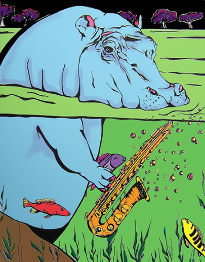 Day 359, 11 x 14 Original ink drawing with Photoshop color addition