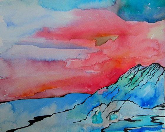 Day 360, 9 x 12" watercolor and ink on paper