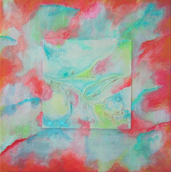 Day 362, 10 x 10" pierced paper and acrylic on canvas