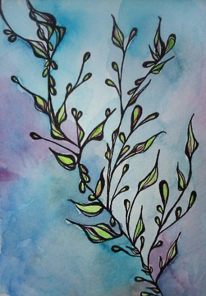 Day 364, 4 z 6" ink and watercolor on paper