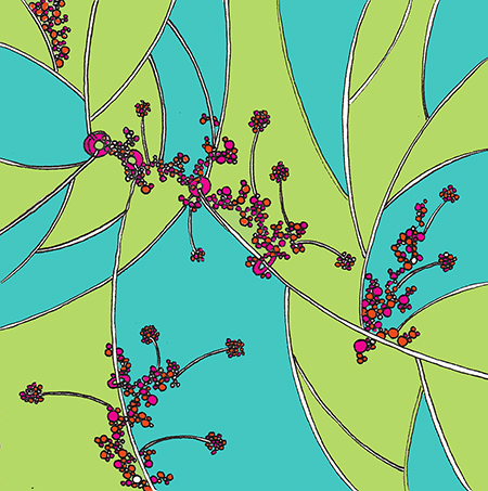 Day 345, 4.75 x 4.75" original drawing colored in Photoshop