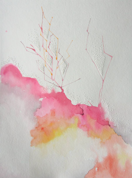 Day 353, 9 x 12" watercolor on pierced paper