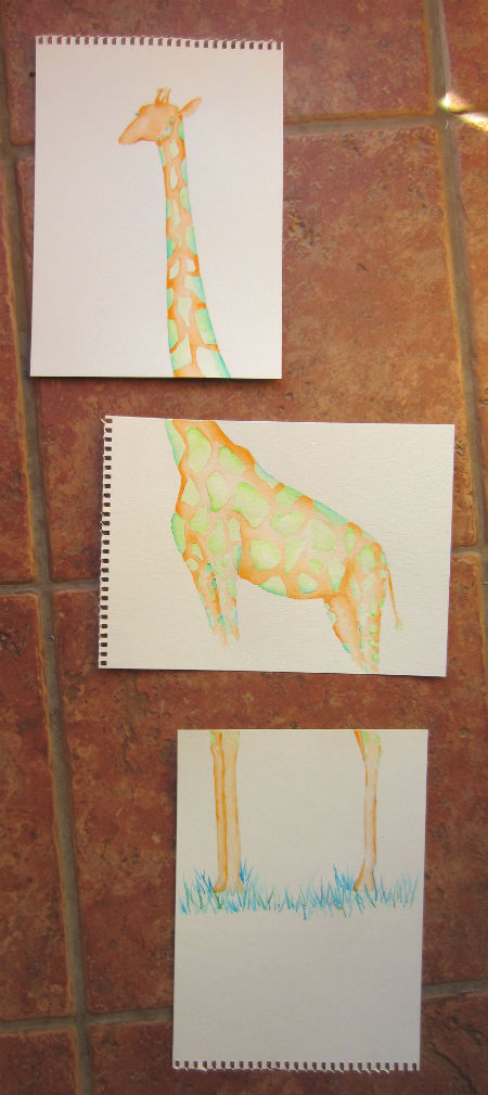 Three, 9 x 12" Watercolor on paper