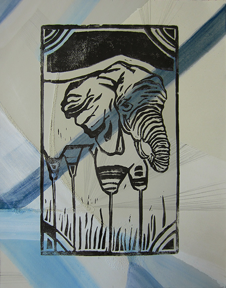 Day 369 blue pierced paper Elephant Print