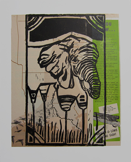 11 x 14, Block print on Magazine paper