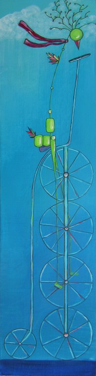 6.25 x 24.5" Acrylic and ink on wood