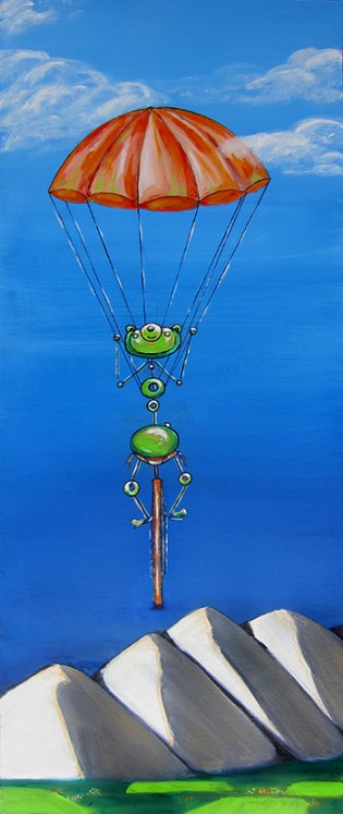 Acrylic and ink on wood panel ~10 x 24"