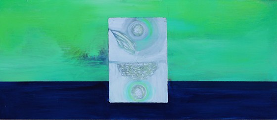 ~12 x 24", acrylic and pierced paper on wood panel