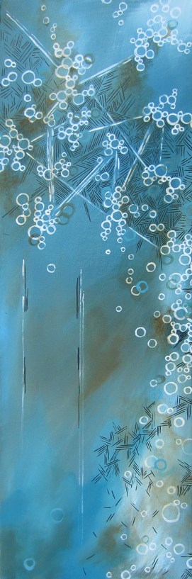 Sold: Obstacles, 30 x 10" Acrylic and ink on canvas, 2013