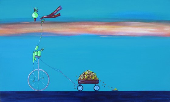 Bird on Bike Yard Work