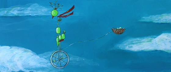 10.25 x 24.5" Acrylic and ink on board