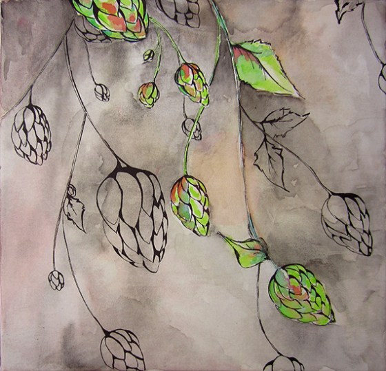 12 x 12" Watercolor and ink on canvas