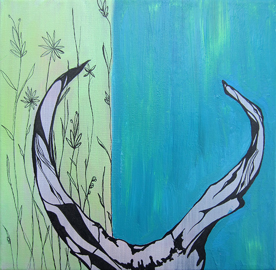 10 x 10" Acrylic and ink on canvas