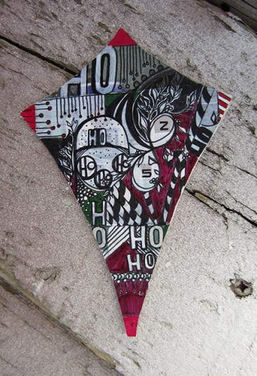 3.5 x 5" Gesso and ink on paper coaster