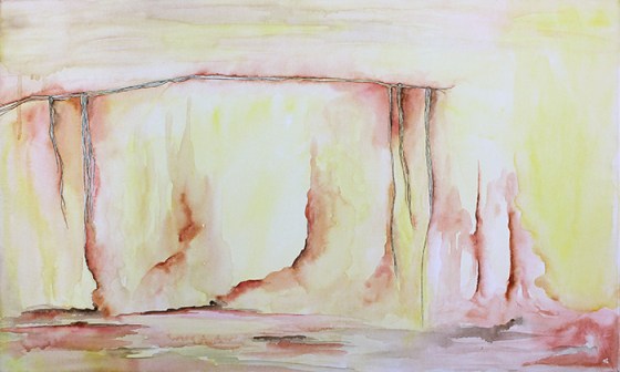 18 x 30" Watercolor and ink on watercolor canvas