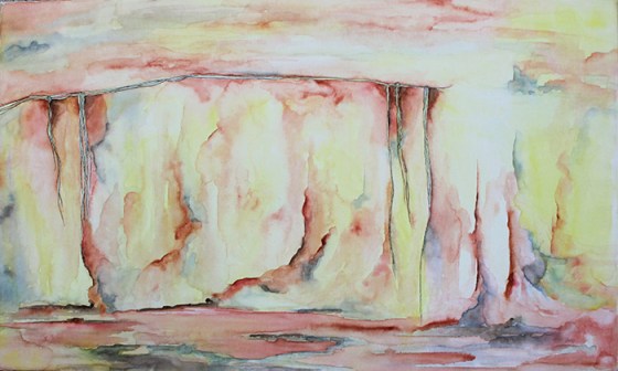 18 x 30" Watercolor and ink on watercolor canvas