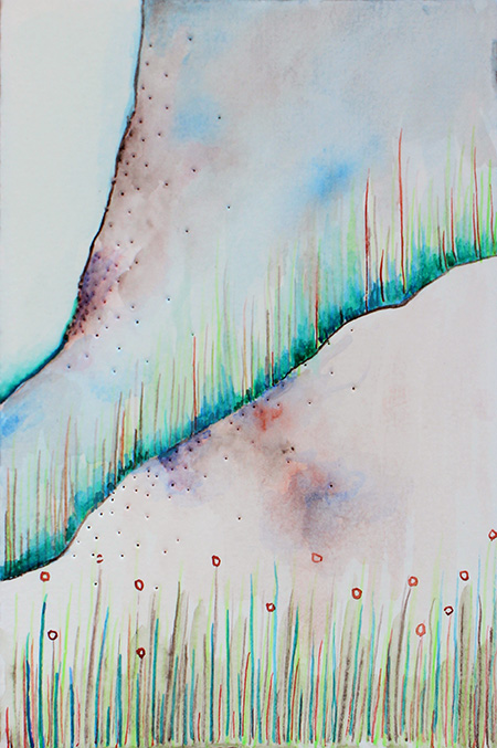 Watercolor and pierced paper