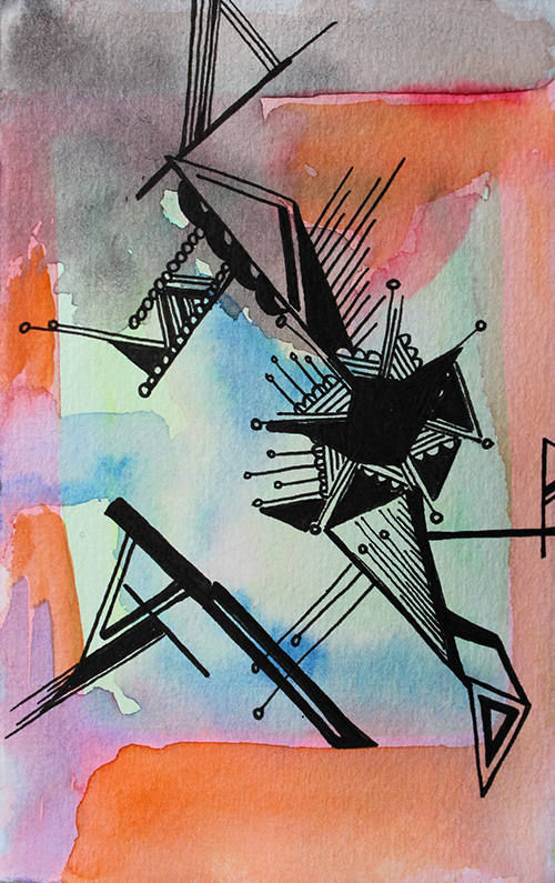 3.25 x 5.25 ink and watercolor on paper