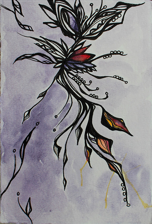 3.25 x 5.25 Ink and watercolor on paper