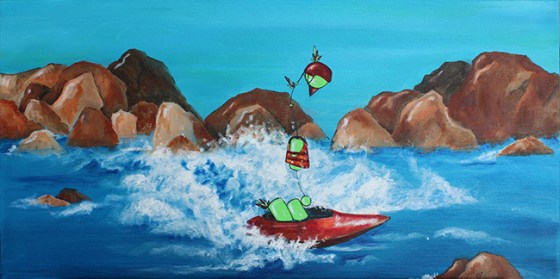 20 x 14" Acrylic and ink on canvas