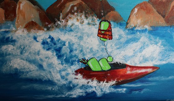 Bird on Kayak Kayak detail