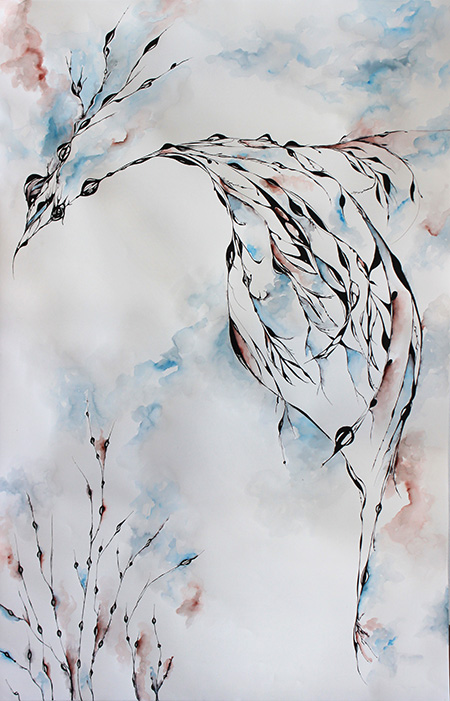 ~2.75 x 4' Watercolor and ink on paper