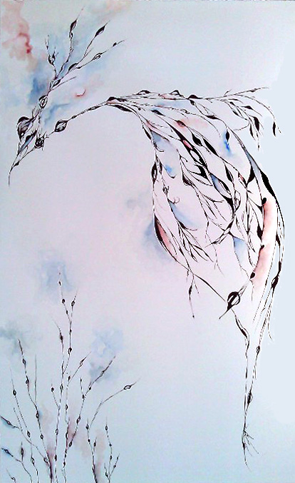 Work in Progress, Ink an watercolor on paper